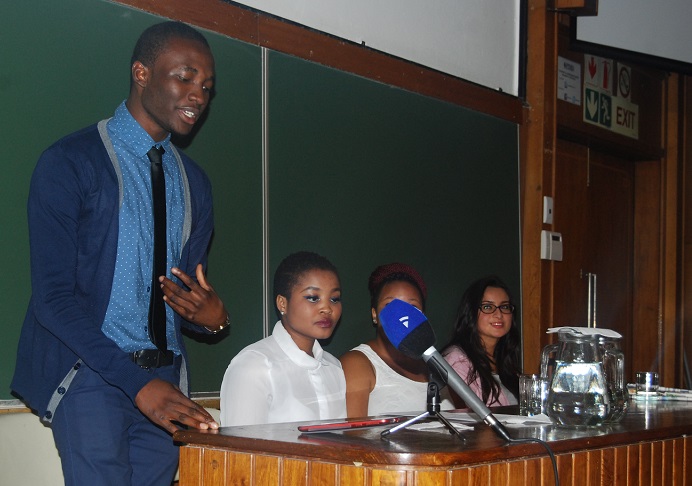 Students presenting at the launch.